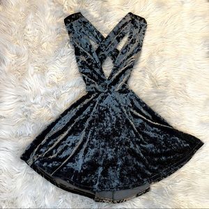 Lovely Day crushed velvet mini dress cross strap back size small
